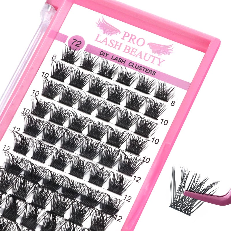 Lash Clusters 72 Pcs Individual Cluster Lashes DIY Lash Extension 816mm Eyelash Clusters Volume Wispy Lashes Super Thin Band Reusable Soft  ComfortableVolumeC816mix
